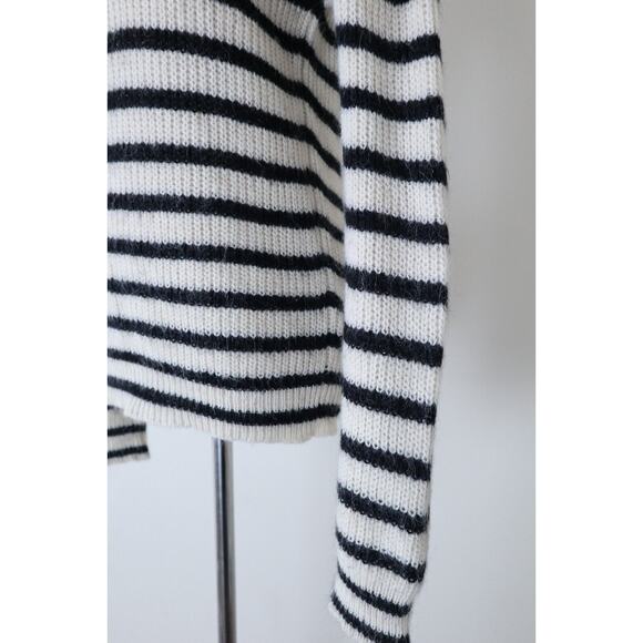 IRO Size S Seely Alpaca Wool Knit Turtle Neck Sweater Black White Stripes - Picture 7 of 15